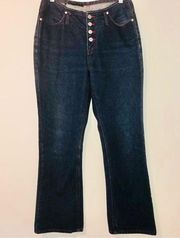 Vintage 90’s Y2K dark wash low rise button-fly flare jeans size 9