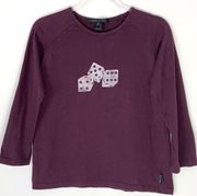 Marc Jacobs burgundy dice long sleeve tee Medium