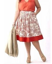 Lane Bryant colorblock Pleated Skirt Leaf Print