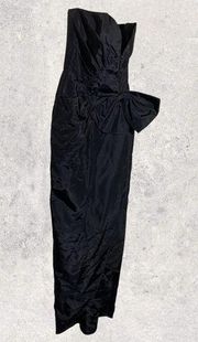 Contempo casuals,80’s black, strapless, mermaid, big bow, taffeta, dress XS