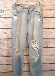 Jeans Distressed High Rise NWT Wide Leg Light Wash-13