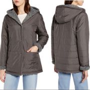 Halogen Women’s Grey Faux Fur Hooded Jacket Size Small NWT