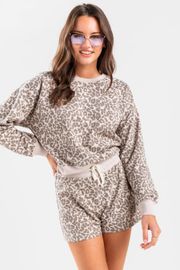 Sita Leopard Front Tie Lounge Sweatshirt (Cropped)