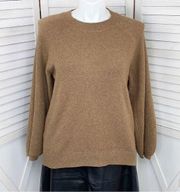 Nine West Textured Balloon Sleeve Pullover Sweater Cognac Tan XL