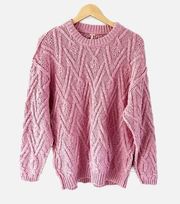 Free People Isla Cable Tunic in Rose Oversized Pink Knit Sweater Size XS