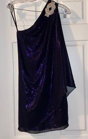 Metallic purple cocktail dress