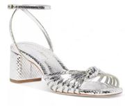 NEW! Loeffler Randall Olivia Knot Ankle Strap Sandals - Silver