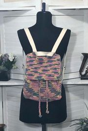 NWOT Wild Fable crochet knit style tie dye purple pink blue cotton backpack