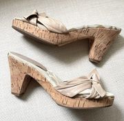 Coach signature karen tan bow leather cork SANDALS Sz 7B