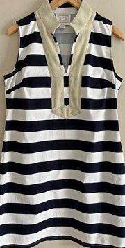 SAIL TO SABLE navy and white nautical v-neck collar preppy sailor mini dress