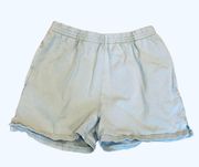 Sage Green Pull On Sweat Shorts Pockets High Rise