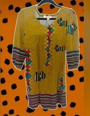 Aryeh by Anthropology Argyle Scottie Dog Designed Dress - Size Large