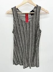 W5 Black Cream Striped Sleeveless Back Zip Tank Top Women's Size Small S