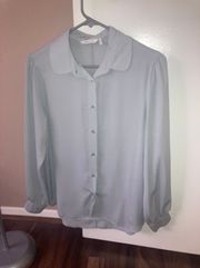 Light Blue Sheer Button Down Blouse, Small