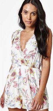 PacSun | White Floral Deep V Romper