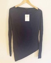 NWT Stella & Dot Navy Asymmetrical Long Sleeve Top Medium