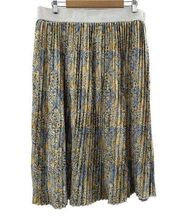 LuLaRoe Yellow White & Blue Paisley Print Pleated Midi Skirt Size 3XL