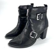Steve Madden studded double side zippers Ankle Booties Leather buckles size 7.5