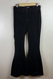 Judy Blue Pull On Super Flare Jeans Siz 9/29 Black High Rise Stretch Bell Bottom