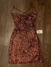 Dark Red Sequin Mini Dress