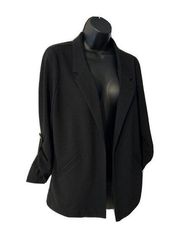 Haute Monde Los Angelas Blazer Buttonless Medium Black 6% Spandex