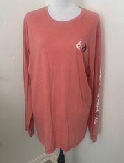 Long Sleeve Shirt with Logo and Antler Left Side Arm Peach Size Large