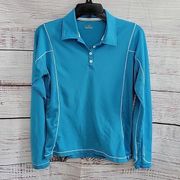 Bright Blue Long Sleeve Golf Polo Women's Athletic Top Size Small