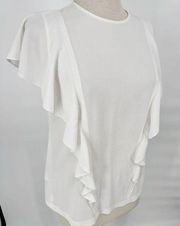 Hugo BOSS Damen White Ruffle Blouse Sz 4