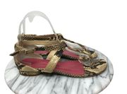 Vintage Kate Spade Beige Snakeskin T-Strap Sandals Womens Size 6