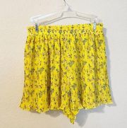 Chelsea and Violet Yellow Floral Pleated High Waisted Shorts