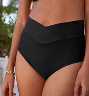 High Waisted Cross Over Bathing Suit Bottoms