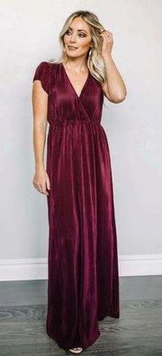 BALTIC BORN Athena Pleated Maxi Dress In Mulberry