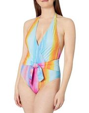 Rachel Roy Women's Wrap Belted Halter One Piece Swimsuit NWT Medium