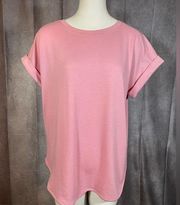 Cupio Blush Light Pink Short Sleeve T-Shirt Blouse- See Measurements For Sizing