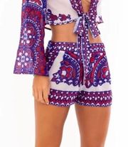 Soah Cara  Red Printed Shorts