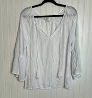 Counterparts white lightweight peasant blouse 3/4 sleeve size medium