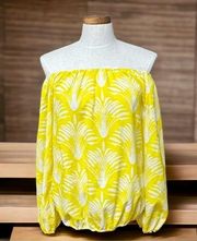 Macbeth Collection yellow white blouse on or off shoulder small brand new