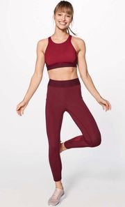 Box it Out leggings and bra set size 4 oxblood red GUC