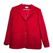 L.L. Bean Peacoat Wool Cashmere 3-Button Front Notch Lapel Red 18 Petite