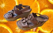 Lucky Brand Tan‎ Wedge Sandals With Back Straps Size 7.5