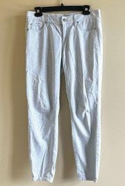 ANN TAYLOR THE SKINNY ANKLE MODERN FIT PINSTRIPE PANTS SIZE 2 WHITE BLUE STRIPED