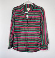 NWT  Womens Florence Shirt Stripes Pink / Green / Black
