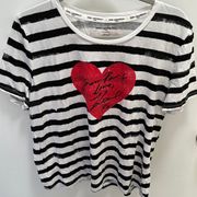 Paris, Striped Heart Tshirt Women’s