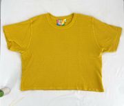 Big Bud  Honeycomb Crop Tee Golden Yellow Short Sleeve Cropped Cotton M