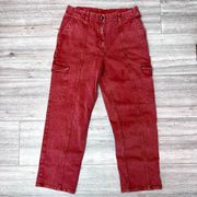 Treasure And Bond Red Flat Front Center Seam Ankle Length Cargo Pants Size 12