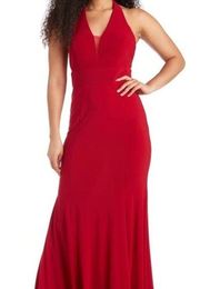 Morgan & Co. Red Halter Maxi Gown Size 5 New
