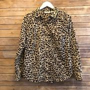 1901 Leopard Print Cotton Voile Button Up Long Sleeve Blouse Size Small NWOT