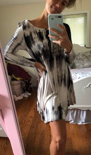 Tie Dye Black And White  Dress