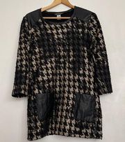 SOFT WORKS Houndstooth Black and Gold Tunic.