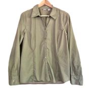 Clique by Cutter & Buck khaki taupe sporty fitted button front shirt size XL